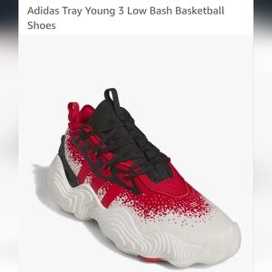 Adidas Tray Young 3  Basketball Shoes Mens Size 10/ W 11.5, Red Black, White NIB